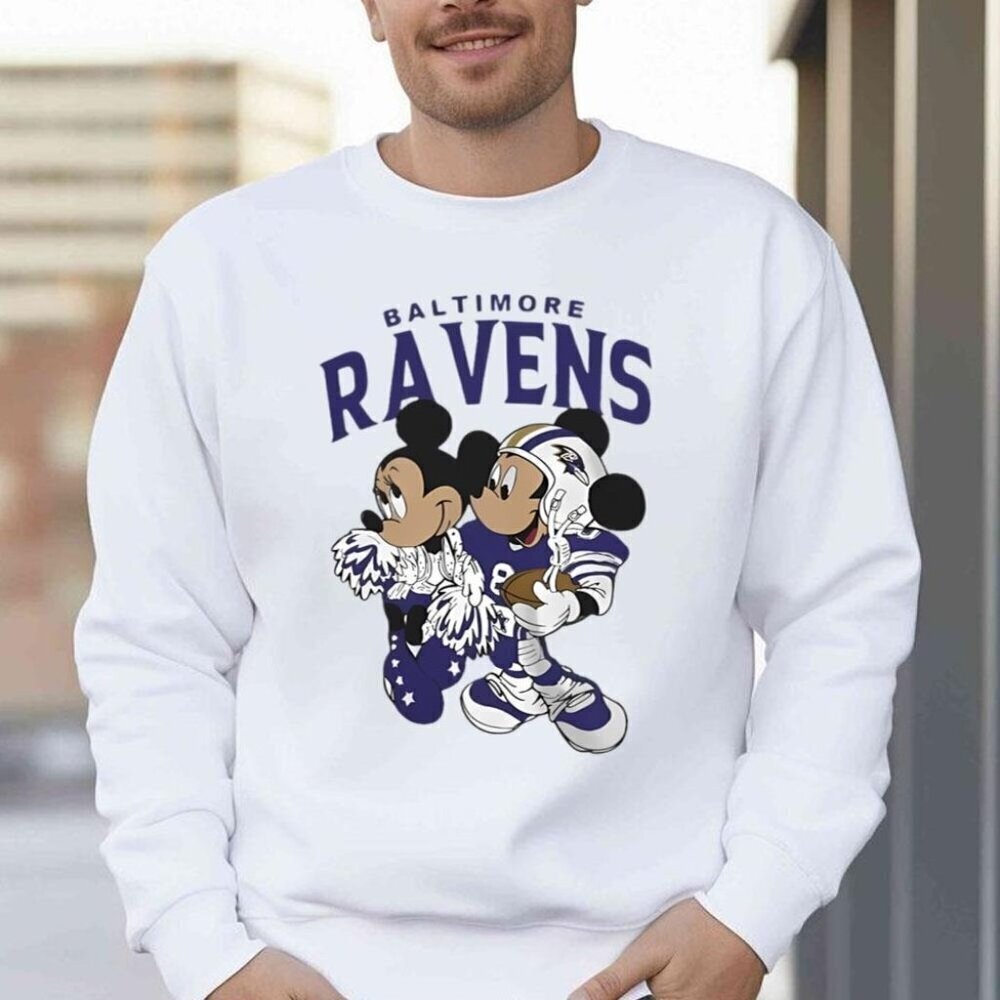 Mickey Minnie Baltimore Ravens Sweatshirt Disney NFL Football Crewneck Fan